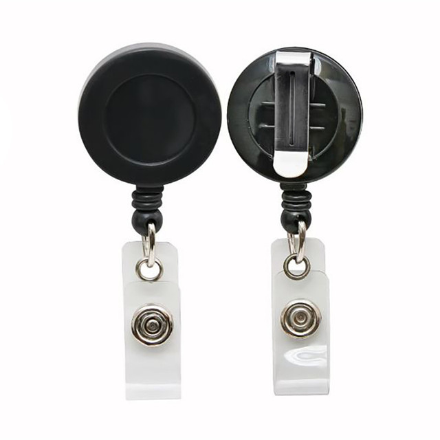 BAUMGARTENS INC SICURIX Standard Round ID Badge Reel with Belt Clip, Black