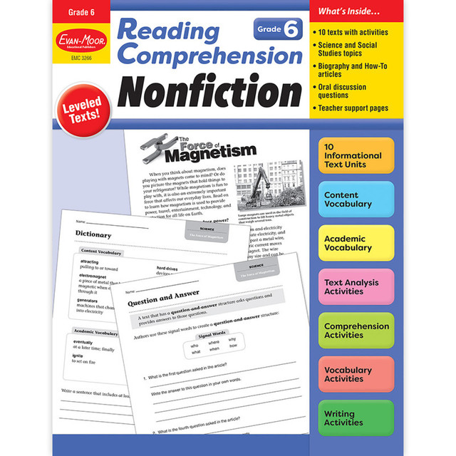 EVAN-MOOR Evan-Moor Educational Publishers Reading Comprehension: Nonfiction, Grade 6 EVAN-MOOR Evan-Moor Educational Publishers Reading Comprehension: Nonfiction, Grade 6