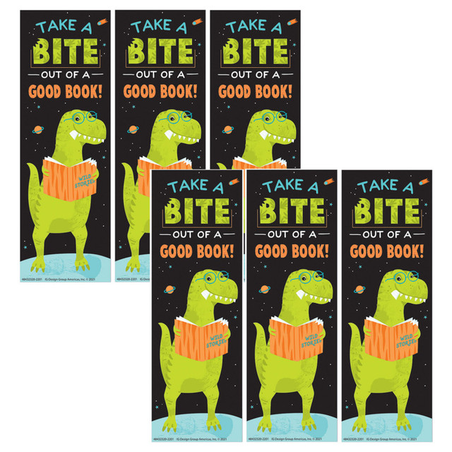 EUREKA Eureka® Dinosaur Take A Bite Out Of A Good Book Bookmarks, 36 Per Pack, 6 Packs