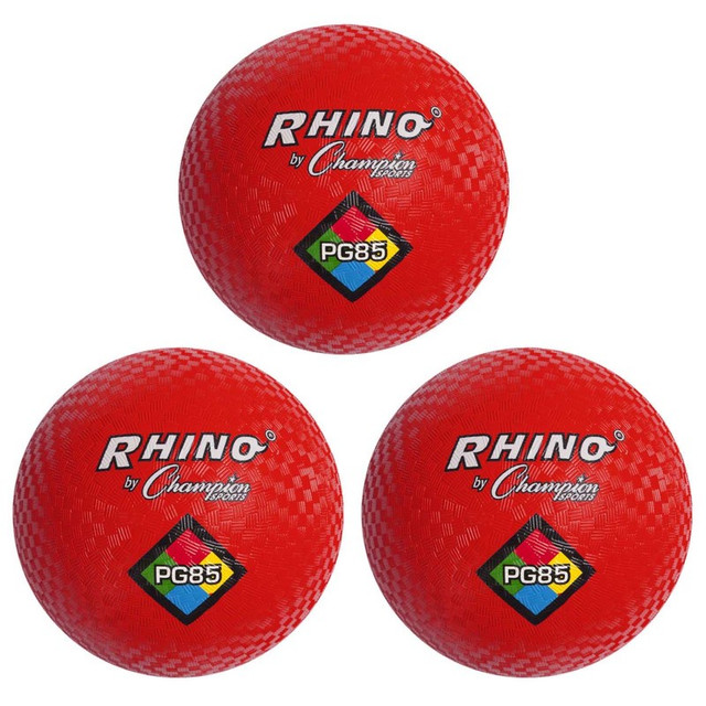 CHAMPION SPORTS Champion Sports Playground Ball, 8-1/2", Red, Pack of 3