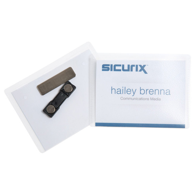 BAUMGARTENS INC SICURIX Magnetic ID Badge Holder Kit with Printable Inserts, 4" x 3", Pack of 20