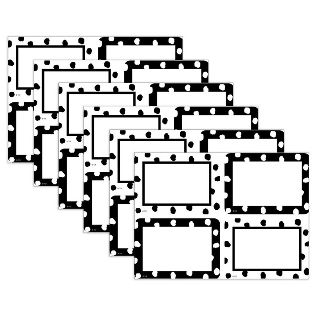 TEACHER CREATED RESOURCES Teacher Created Resources® Black and White Painted Dots Name Tags/Labels - Multi-Pack - 36 Per Pack, 6 Packs