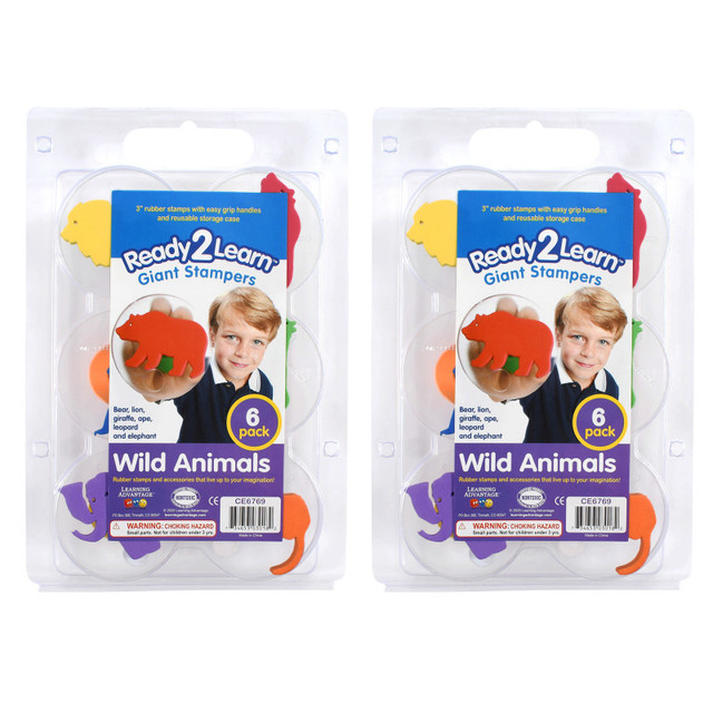 LEARNING ADVANTAGE READY 2 LEARN™ Giant Stampers - Wild Animals - 6 Per Set - 2 Sets