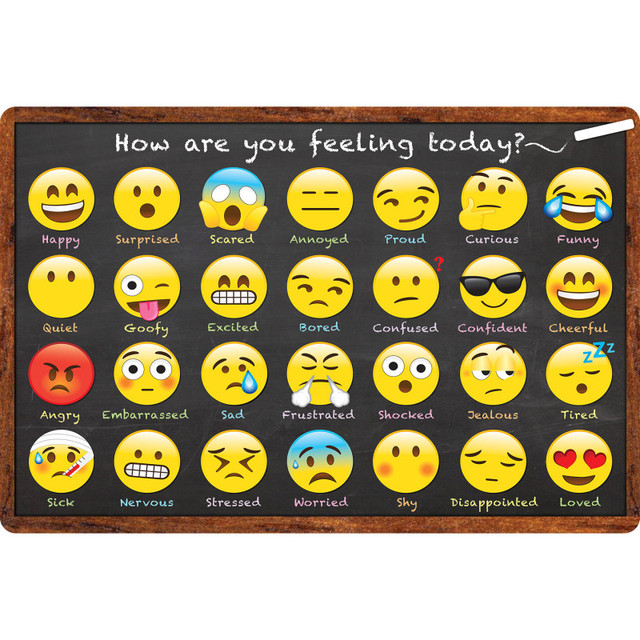 ASHLEY PRODUCTIONS Smart Poly® Welcome Mat with Slip Resistant Backing, 15.5" x 23.5", Emotion Icon Feelings