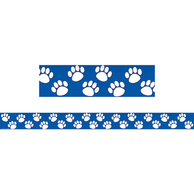 TEACHER CREATED RESOURCES Teacher Created Resources® Blue with White Paw Prints Straight Border Trim, 35 Feet