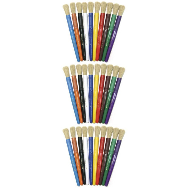 DIXON TICONDEROGA CO Creativity Street® Beginner Paint Brushes, 10 Assorted Colors, 7" Long, 10 Per Pack, 3 Packs