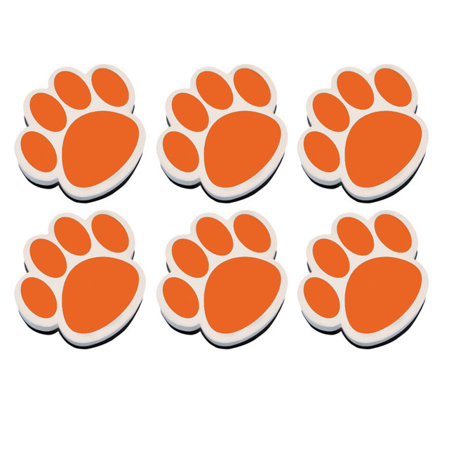 ASHLEY PRODUCTIONS Ashley Productions® Magnetic Whiteboard Eraser, Orange Paw, Pack of 6
