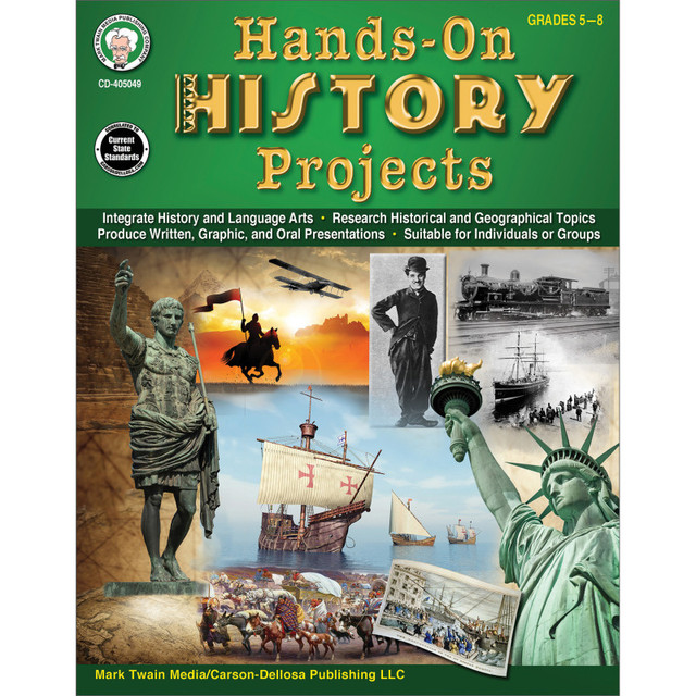 CARSON DELLOSA EDUCATION Mark Twain Media Hands-On History Projects Resource Book, Grades 5-8