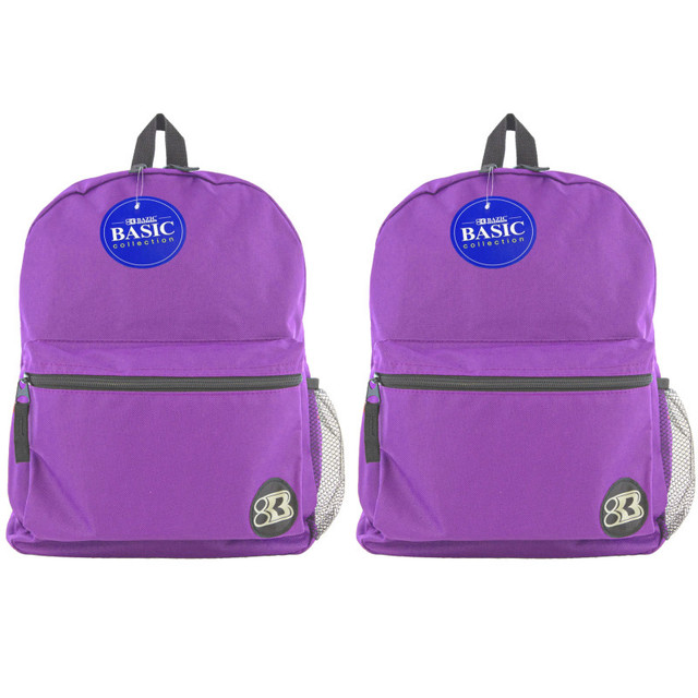 BAZIC PRODUCTS BAZIC Products® Basic Backpack 16" Purple, Pack of 2