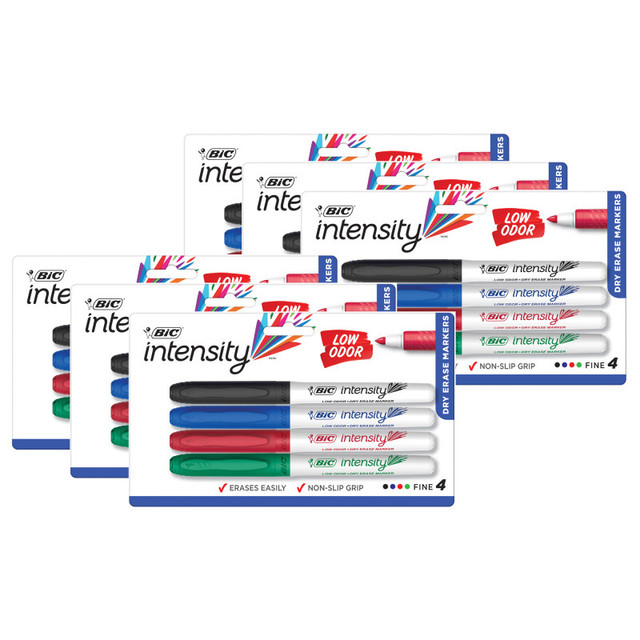 BIC USA INC BIC® Great Erase® Low Odor Dry Erase Markers, Fine Point, Assorted Colors, 4 Per Pack, 6 Packs