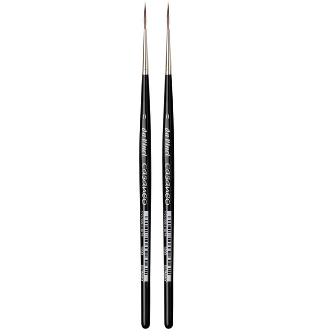 GREGORY DANIELS FINE ARTS INC da Vinci CASANEO Rigger, Extra Soft Synthetics, Watercolor & Acrylic, Liner, Series 1290, Size 0, Pack of 2