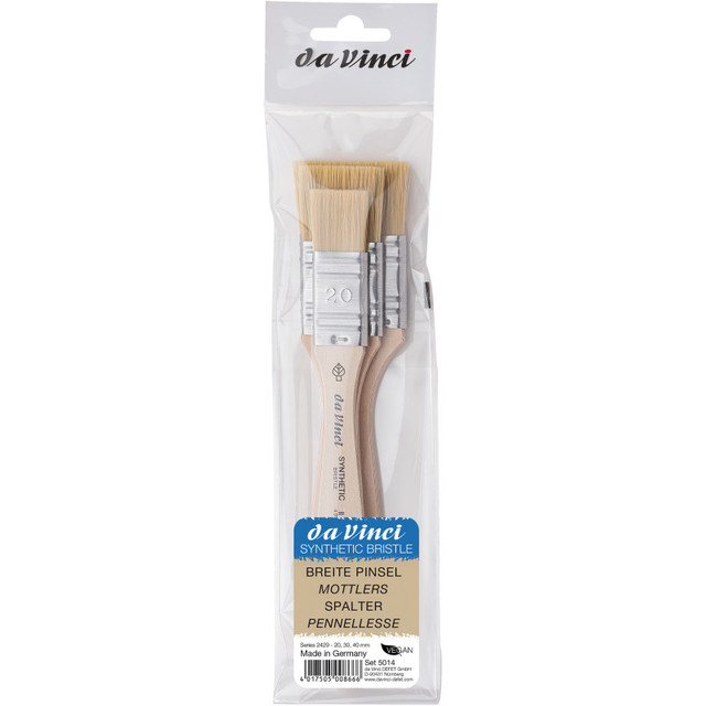 GREGORY DANIELS FINE ARTS INC da Vinci SYNTHETIC Mottler Brush, Natural Hog, Acrylic & Oil, Flat, Series 2429, 3 Brush Set