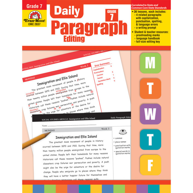 CARSON DELLOSA EDUCATION Evan-Moor Educational Publishers Daily Paragraph Editing Book, Grade 7