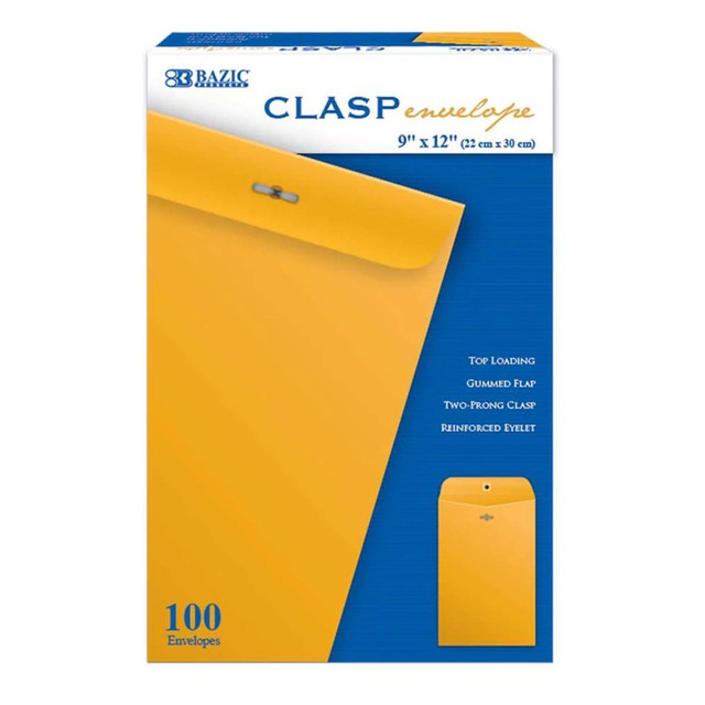 BAZIC PRODUCTS BAZIC Products® Clasp Envelope, 9" x 12", Box of 100