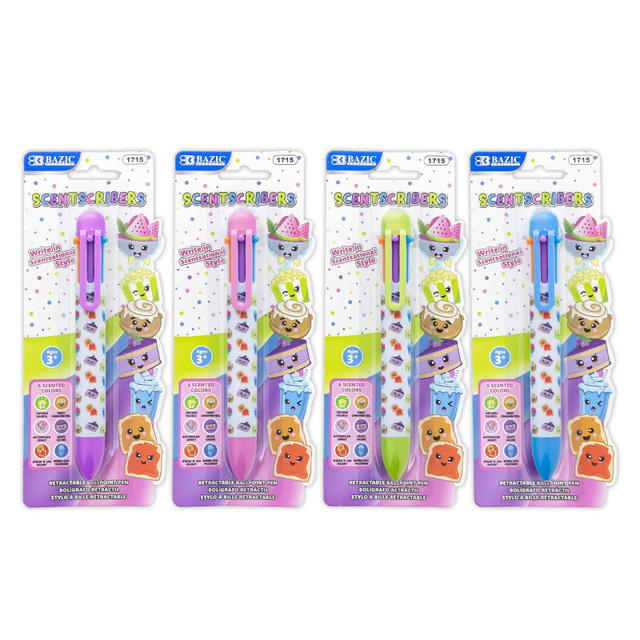 BAZIC PRODUCTS BAZIC Products® Scented 6-Color Pen, Assorted Designs