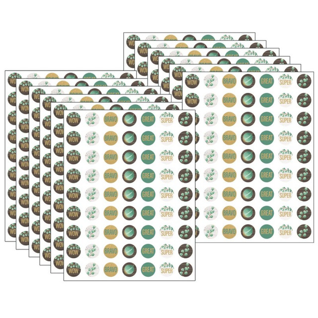 TEACHER CREATED RESOURCES Teacher Created Resources® Eucalyptus Mini Stickers, 378 Per Pack, 12 Packs