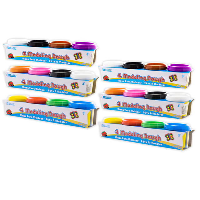 BAZIC PRODUCTS BAZIC Products® Primary Color Modeling Dough, 4 oz, 4 Per Pack, 6 Packs