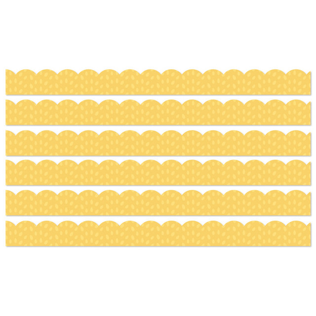 CARSON DELLOSA EDUCATION Carson Dellosa Education Grow Together Yellow with Painted Dots Scalloped Borders, 39 Feet Per Pack, 6 Packs