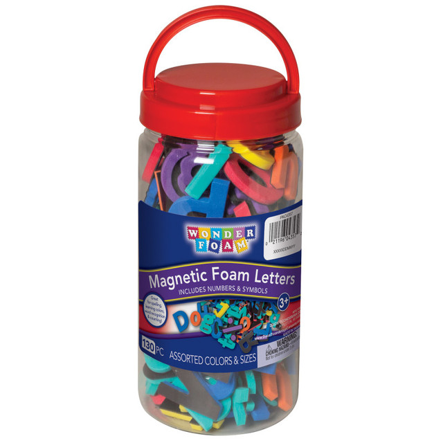 DIXON TICONDEROGA CO WonderFoam® Magnetic Letters, Numbers & Symbols, Assorted Colors & Sizes, 130 Pieces