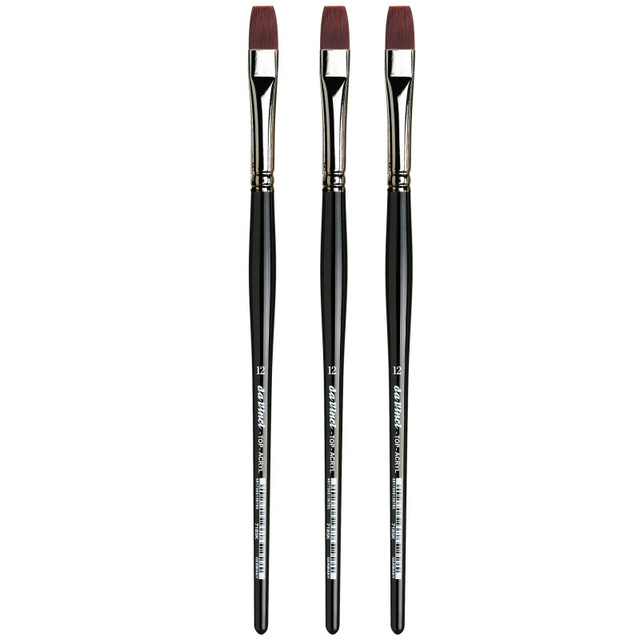 GREGORY DANIELS FINE ARTS INC da Vinci TOP-ACRYL Bright Red-Brown Brush, Synthetic, Acrylic & Oil, Flat, Series 7185K, Size 1, Pack of 3