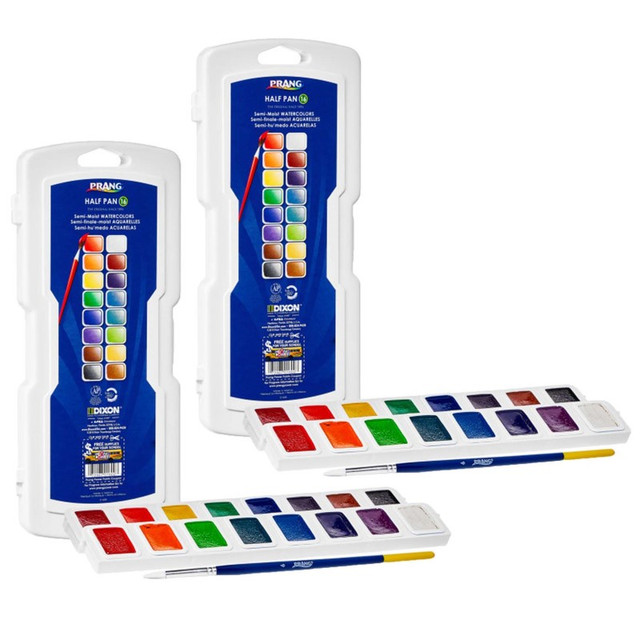 DIXON TICONDEROGA CO Prang® Half Pan Watercolors, 16-Color Set with Brush, 2 Sets