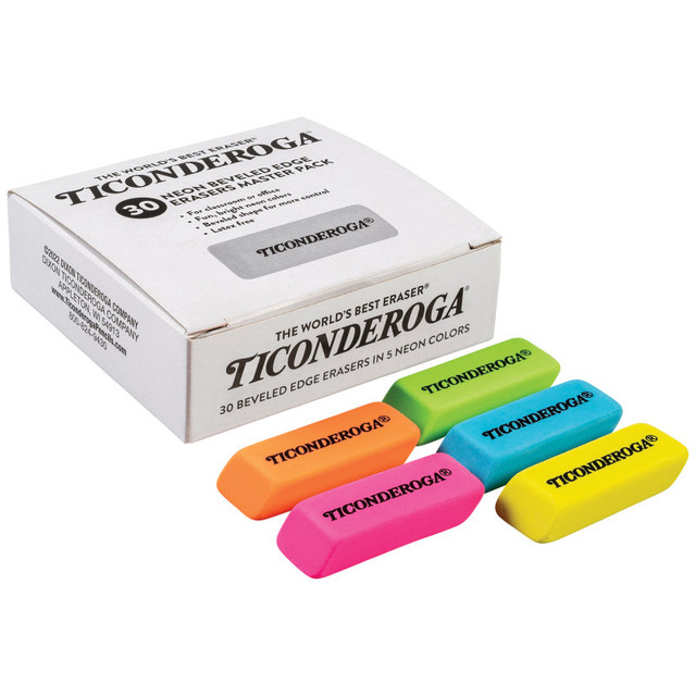 DIXON TICONDEROGA CO Ticonderoga® Neon Wedge Eraser, 30 Count