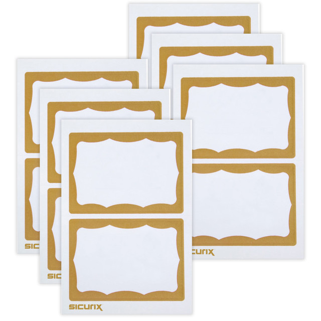 BAUMGARTENS INC SICURIX Adhesive Badges, Gold Border, 100 Per Pack, 6 Packs