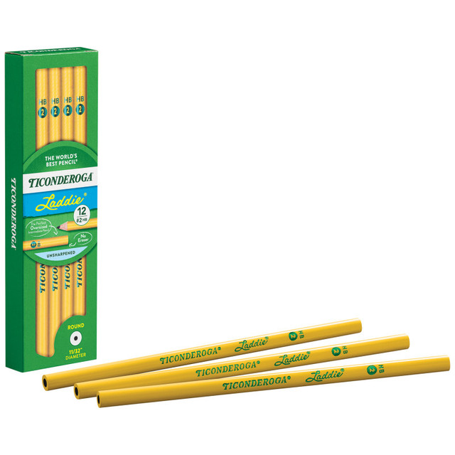 DIXON TICONDEROGA CO Ticonderoga® Laddie® Wood-Cased Pencils without Eraser, #2 HB Soft, Yellow, 12 Count DIXON TICONDEROGA CO Ticonderoga® Laddie® Wood-Cased Pencils without Eraser, #2 HB Soft, Yellow, 12 Count