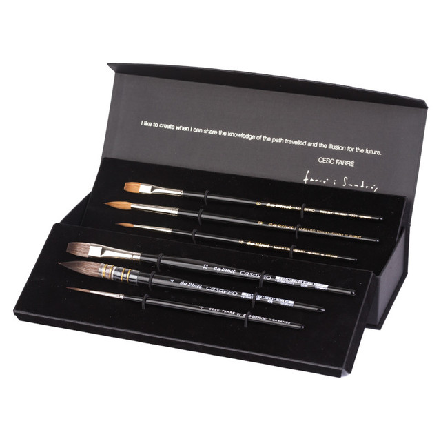 GREGORY DANIELS FINE ARTS INC da Vinci Artist Signature Collection by Cesc Farré, Watercolor Brushes, Assorted, 6 Brush Set in Gift Box