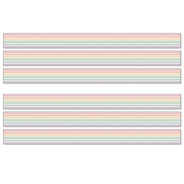 CARSON DELLOSA EDUCATION Carson Dellosa Education Crafty and Cool Rainbow Stitched Straight Bulletin Board Borders, 36 Feet Per Pack, 6 Packs