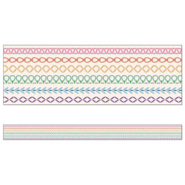 CARSON DELLOSA EDUCATION Carson Dellosa Education Crafty and Cool Rainbow Stitched Straight Bulletin Board Borders, 36 Feet