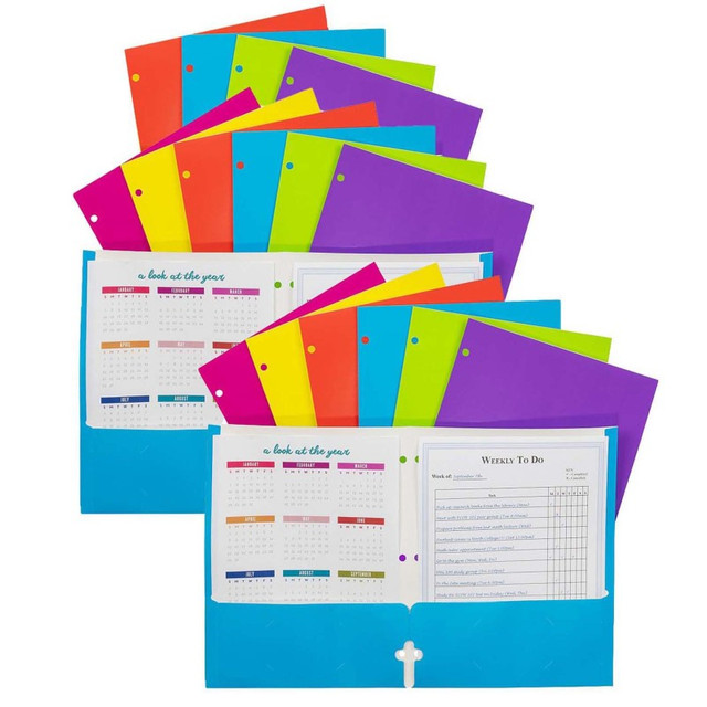 C-LINE PRODUCTS INC C-Line® 2-Pocket Laminated Paper Portfolio with 3-Hole Punch, Assorted, Pack of 18