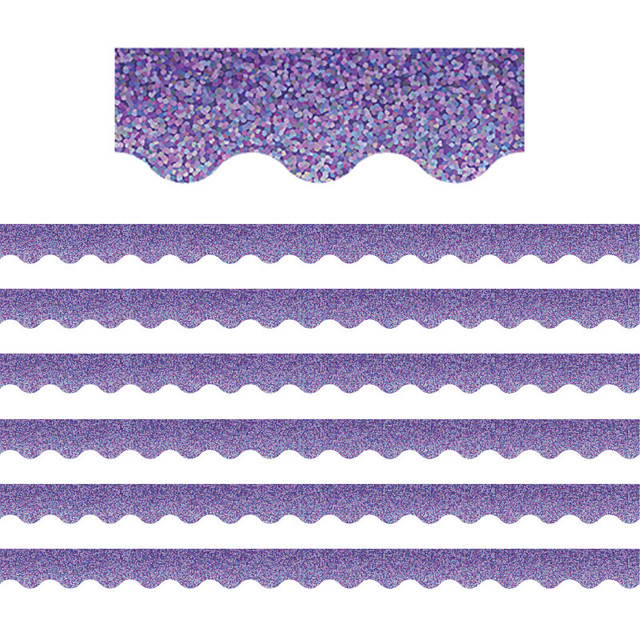 TEACHER CREATED RESOURCES Teacher Created Resources® Purple Sparkle Scalloped Border Trim, 35 Feet Per Pack, 6 Packs