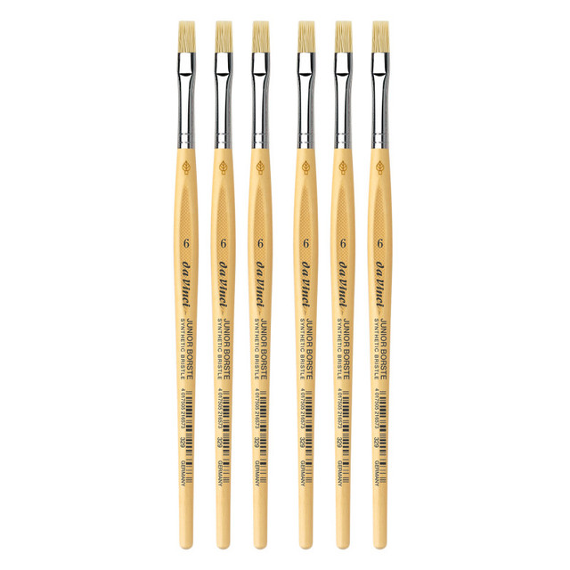 GREGORY DANIELS FINE ARTS INC da Vinci JUNIOR BORSTE Synthetic Student Brush, Synthetic, Tempera, Flat, Series 329, Size 6, Pack of 6