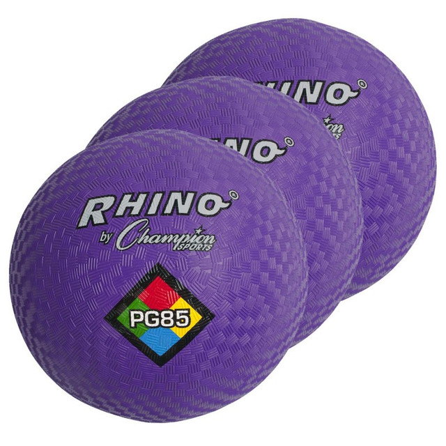 CHAMPION SPORTS Champion Sports Playground Ball, 8-1/2", Purple, Pack of 3