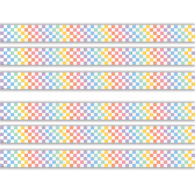 TEACHER CREATED RESOURCES Teacher Created Resources® Cool for School Checkers Straight Border Trim, 35 Feet Per Pack, 6 Packs