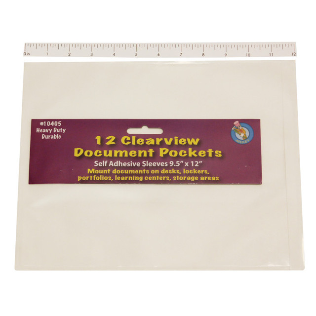 ASHLEY PRODUCTIONS Ashley Productions® Clear View Self-Adhesive Document Pocket 9" x 12", Pack of 12