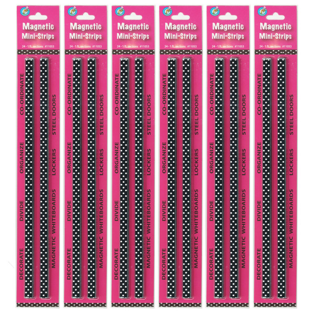 ASHLEY PRODUCTIONS Ashley Productions® Mini Magnetic Magi-Strips, B/W Dots, 24 Feet Per Pack, 6 Packs