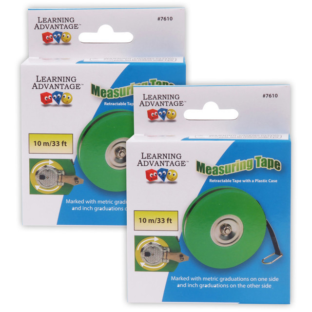 LEARNING ADVANTAGE Learning Advantage® Wind Up Measuring Tape - 33 Feet - Pack of 2