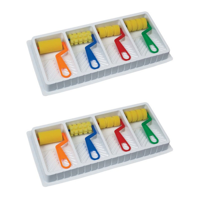 DIXON TICONDEROGA CO Creativity Street® Foam Pattern Rollers and Tray, 4 Assorted Patterns, 8-1/2" x 17" Tray, 2 Sets