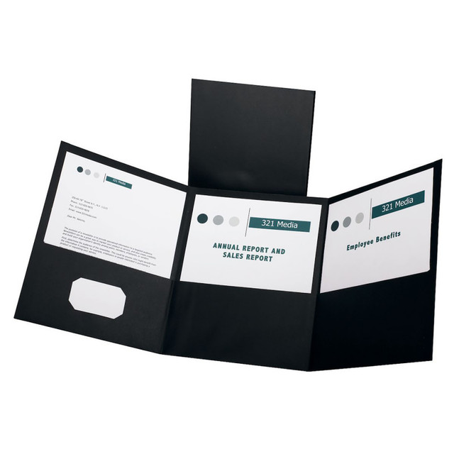 TOPS PRODUCTS Oxford® Paper Tri Fold Pocket Folder, Black, Pack of 20