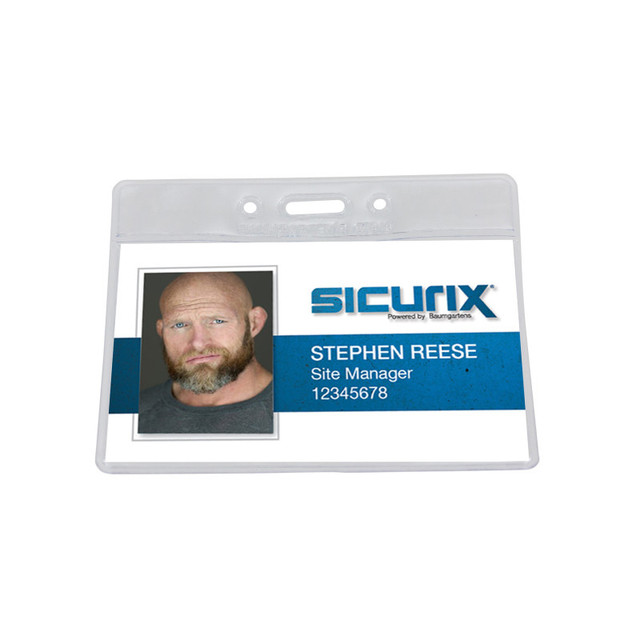 BAUMGARTENS INC SICURIX Standard Vinyl Badge Holder, Horizontal, Pack of 50