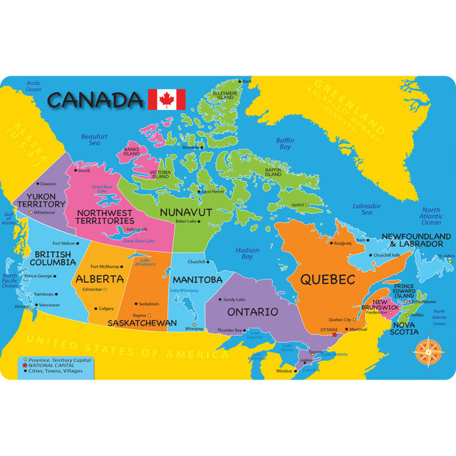 ASHLEY PRODUCTIONS Ashley Productions® Smart Poly™, The Original Fun Mat™, Welcome Mat, 15.5" x 23.5", Canada Map