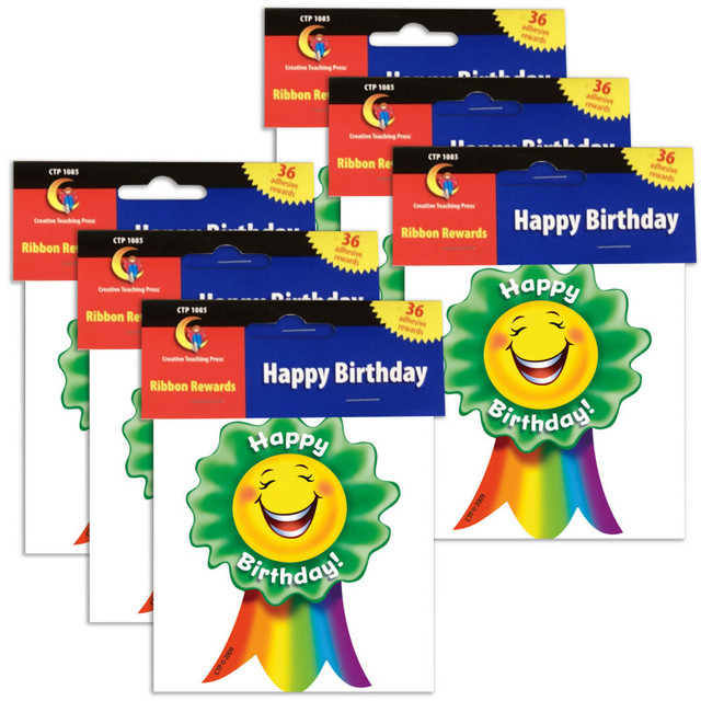 CREATIVE TEACHING PRESS Creative Teaching Press® Happy Birthday, Ribbon Award, 36 Per Pack, 6 Packs