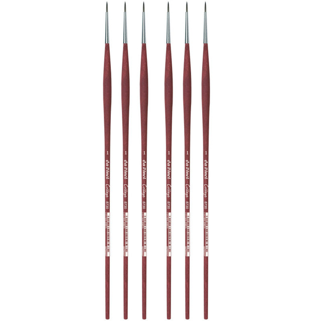 GREGORY DANIELS FINE ARTS INC da Vinci COLLEGE Student Brush, Synthetic, Acrylic & Oil, Round, Series 8730, Size 1, Pack of 6