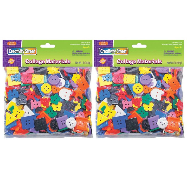 DIXON TICONDEROGA CO Creativity Street® Plastic Buttons, Assorted Colors, 3/4" to 1", 1 lb. Per Pack, 2 Packs