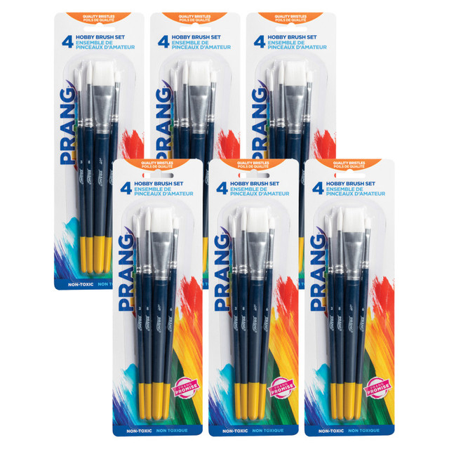 DIXON TICONDEROGA CO Prang® Hobby Paint Brush Set, Assorted Sizes, 4 Per Set, 6 Sets