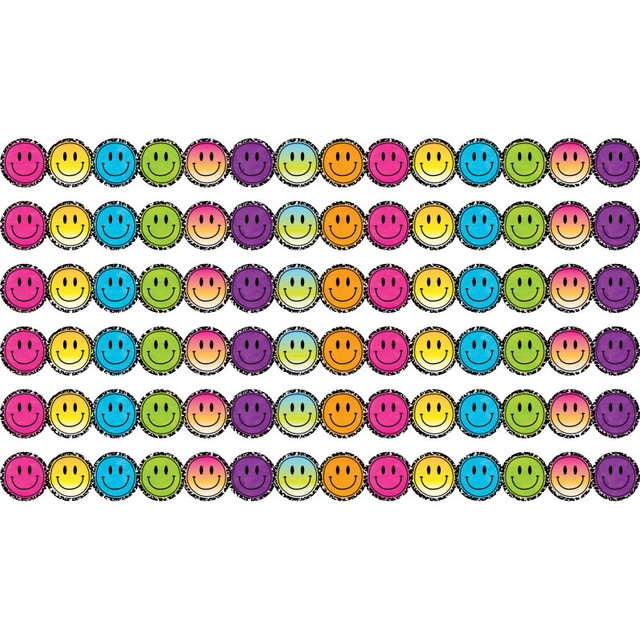 TEACHER CREATED RESOURCES Teacher Created Resources® Brights 4Ever Smiley Faces Die-Cut Border Trim, 35 Feet Per Pack, 6 Packs TEACHER CREATED RESOURCES Teacher Created Resources® Brights 4Ever Smiley Faces Die-Cut Border Trim, 35 Feet Per Pack, 6 Packs