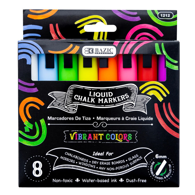 BAZIC PRODUCTS BAZIC Products® Liquid Chalk Wet Erase Markers, Pack of 8