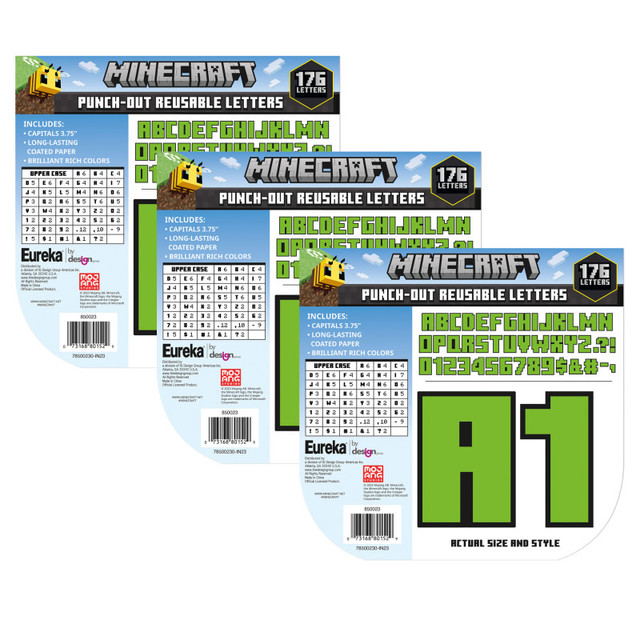 EUREKA Eureka® Minecraft Deco Letters, 176 Pieces Per Pack, 3 Packs
